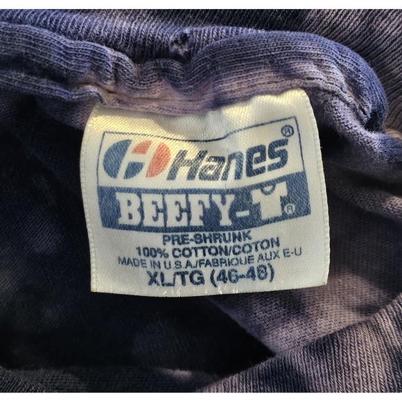 Vintage Hanes Beefy Tee Tie Dye Tee Shirt Men's XL Embroidered Single Stitch - Picture 3 of 4